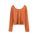 Spring casual design U-neck snake bone pattern T-shirt niche unique thin front shoulder wear temperament top women