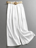 Free belt, solid color elastic waist thin loose wide-leg pants  summer new legs long women's casual pants X367