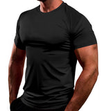 KKBOXLY popular new solid color fitness clothes men's T-shirt quick-drying breathable sports running training tights men's top