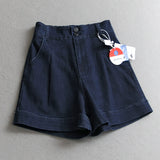 Skinny pants pinch pleated high waist elastic wide leg pants  summer new versatile jeans women's shorts hot pants X934