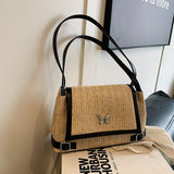 KKBOXLY 2025 Woven straw large-capacity commuter bag women's popular new fashion seaside vacation beach bag shoulder armpit bag