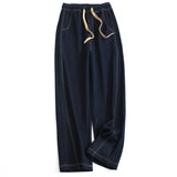 Solid color lace-up elastic waist cover shows leg length loose banana pants versatile thin women's pants jeans trousers J657