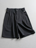Solid color semi-elastic waist three-dimensional pinching pleated drape loose wide-leg pants pants versatile casual pants women's pants shorts Z477
