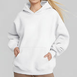2025 popular autumn  women's clothing temperament commuting solid color loose pocket fashion casual hooded sports sweater 661