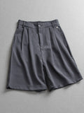 Solid color semi-elastic waist three-dimensional pinching pleated drape loose wide-leg pants pants versatile casual pants women's pants shorts Z477