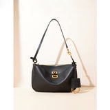 2025 Cowhide Leather Women's Bag Underarm Bag Lock Small Square Bag Locomotive Handbag Baguette Bag Shoulder Bag Crossbody Bag