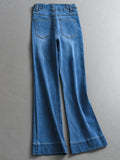Blue washed white polished high waist thin elastic micro-pull pants commuting versatile casual women's trousers jeans X667