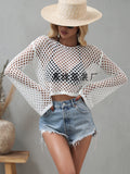 2025 New spring and summer, 's new  knitted sweaters, flared sleeves, loose Popular trade round neck hollow sweater women