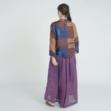 new Chinese digital printing ramie diagonal shirt, retro literary placket button top S23139