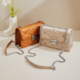 KKBOXLY 2025 PU diamond square bag fashionable versatile handbag summer women's messenger bag metal soft leather shoulder customization