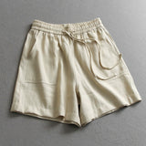 Linen blend thin cool lace-up elastic waist loose wide-leg pants summer versatile casual pants women's shorts X675