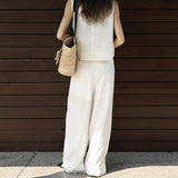 25 Summer Tencel Hemp U-Neck Vest Women's Commuter Wind Loose Suspender Linen Casual Solid Color Sleeveless Top Cotton and Linen
