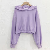 Spring new Korean pure cotton short sweater n trend ins slim-fit versatile hooded terry sports hoodie