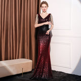 2025 Evening dress female company annual meeting host banquet temperament light luxury niche high-end sequined slim long dress
