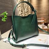 Premium retro women's bags, genuine leather messenger women's handbags, vegetable tanned cowhide New bucket bags, commuter small square bags