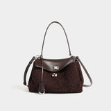 2025 popular New Autumn and Winter Premium Frosted Cowhide Medieval Underarm Bag Kelly Bag Portable One Shoulder Crossbody Large Bag Women's Bag