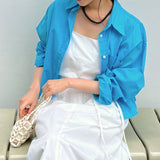 Shirt women's design sense loose sunscreen jacket niche cotton and linen short  spring new cardigan with shirt