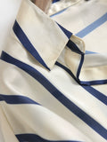 G419 vertical striped lapel single-breasted spring new 2023 commuter temperament long-sleeved OL versatile blouse shirt