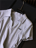 Solid color pinch pleated waist thin POLO collar top  summer new commuter versatile short-sleeved T-shirt women Z326