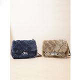 2025 Autumn and winter new cover bag plush premium small fragrant wind small square bag casual diamond chain bag single shoulder messenger bag women's bag