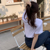 Deep v-neck design T-shirt summer solid color top fashion women's clothing bamboo cotton pullover short sleeve loose casual T-shirt
