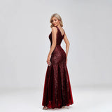2025New Fishtail Evening Dress  New V-Neck Sexy Long Formal Ball Sequins Party Dress Woman