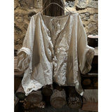 2025    23/4/Half Dust/Literary Retro Linen Hand Sewn Thread Breasted Loose Shoulder Shoulder Shirt