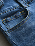 Blue washed white polished high waist thin elastic micro-pull pants commuting versatile casual women's trousers jeans X667