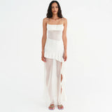 2025 K25DS006  Popular trade  summer women's clothing new multi-color sexy ruffle edge split suspender dress