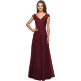2025Hot trade evening dress women's shoulder long ball dress A-shaped skirt lace applique mesh formal party dress