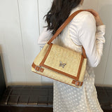 KKBOXLY 2025 Woven straw large-capacity commuter bag women's popular new fashion seaside vacation beach bag shoulder armpit bag