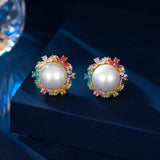 2025 S925 silver needle new fashion temperament earrings niche high-end trendy earrings simple versatile zircon pearl stud earrings