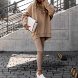 2025 popular autumn ins   women's clothing round neck casual leggings fashion sports sweater set