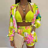 2025 women's clothing  popular new sexy three-piece set,  autumn beach fashion shorts set