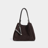 2025 High texture matte portable tote bag popular new two-layer anti-velvet cowhide retro fashion shoulder messenger bag