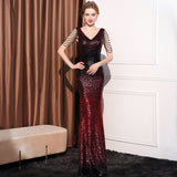 2025 Evening dress female company annual meeting host banquet temperament light luxury niche high-end sequined slim long dress