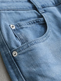 "Comfortable and easy to wear" Solid color soft high waist thin loose straight pants versatile jeans women's pants K909