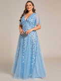 2025spring and summer new  evening dresses V collar mesh banquet performances host dress factory supply