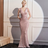 2025 evening dress femininity high sense light luxury celebrity style banquet host slim long fishtail dress