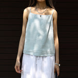 Summer new versatile outer wear halter shirt casual simple pure linen top women's one-word collar loose small vest