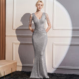 2025 evening dress femininity high sense light luxury celebrity style banquet host slim long fishtail dress