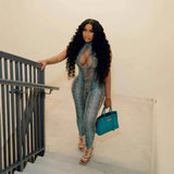 summer new New Popular trade sexy wind hollow animal pattern printing hip neck jumpsuit women