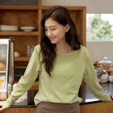 Spring New Threaded T-Shirt Comfortable Casual Bottom Shirt Women's Clothing Solid Color Crew Neck Long Sleeve Top