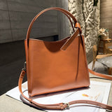 Premium retro women's bags, genuine leather messenger women's handbags, vegetable tanned cowhide New bucket bags, commuter small square bags
