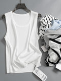 "Four Seasons Can Base" Contrasting Color Crew Neck Ice Skin-friendly Wide Shoulder Strap Single Wear Knitted Sweater Suspender Women's Vest L025