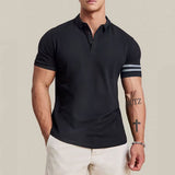 KKBOXLY 2025 popular New summer new polo shirt men's t-shirt lapel top n casual slim-fit striped polo shirt men's