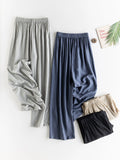Light and thin vertical cool pants summer folds smooth and cool and thin wide-leg breathable versatile straight pants women's A934
