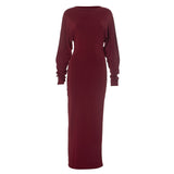 2025 G24DS234  New women's clothing autumn new fashionable and elegant solid color long-sleeved loose big halter dress