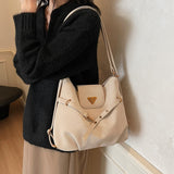 KKBOXLY 2025 Casual commuting retro matte large-capacity bag women's popular new autumn and winter double shoulder back bag single shoulder tote bag