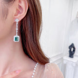 2025 S925 silver needle light luxury high-end earrings trendy fashion atmosphere banquet dress with long modified face earrings